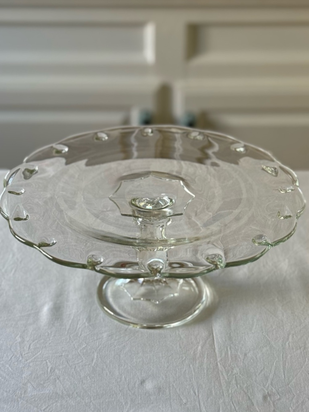 🍰 Vintage Indiana Glass Teardrop Pattern Pedestal Cake Stand | HTF